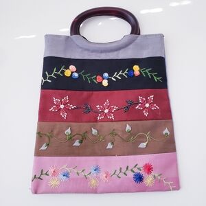 Vintage Floral Embroidered Sequins Handbag